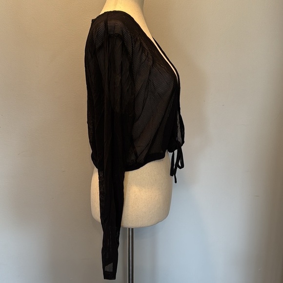 Akalnny Black Sheer Tie-Front Cardigan 2XL NWT - Picture 6 of 10